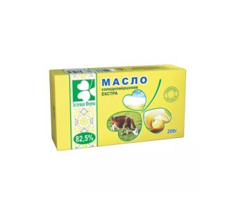 Масло вершкове Екстра 82.5% "Зелена Ферма" фасування 0.2 kg - фото | Сирна Карта