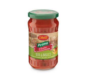 Соус томатний з оливками та базиліком "Olive & Basilico Vitana" Чехія фасування скло 0.35 kg - фото | Сирна Карта