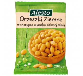 Alesto Green Onion — арахіс зі смаком зеленої цибулі у хрусткій оболонці | Європейський Союз | 0.2 кг - фото | Сирна Карта