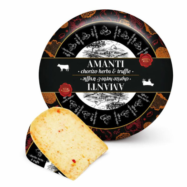 Amanti Chorizo Herbs & Truffle 50% — сир напівтвердий | Нідерланди | 1 кг – фото товару | Сирна Карта