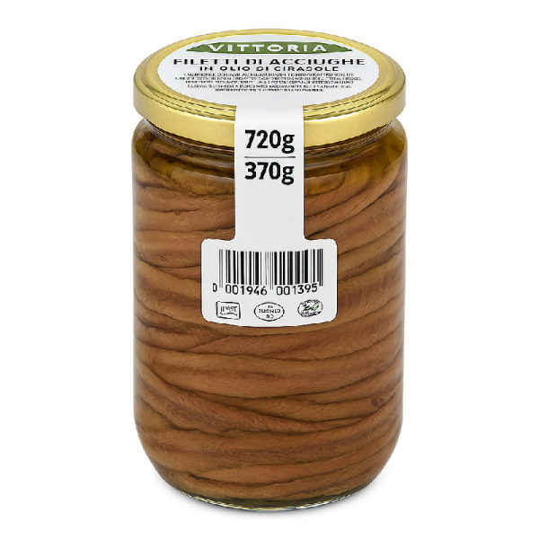 Купить Vittoria Filetti di Acciughe — Анчоусы в масле | Италия | 0.72 кг — премиальные Морепродукты · Анчоусы от Cheese Map™ Украина