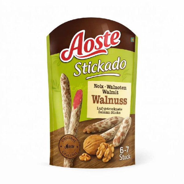 Купити Ковбаски салямі Aoste Stickado | м’ясні снеки з волоським горіхом, вишуканий смак | преміум делікатес | Франція | 70 г – Сирна Карта — преміальні Мясні · Закуски від Cheese Map™ Україна