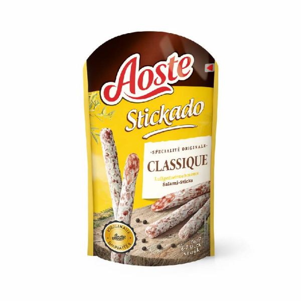Купити Ковбаски салямі Aoste Stickado Classique | ніжні м’ясні снеки, вишуканий смак | преміум делікатес | Франція | 70 г – Сирна Карта — преміальні Мясні · Закуски від Cheese Map™ Україна
