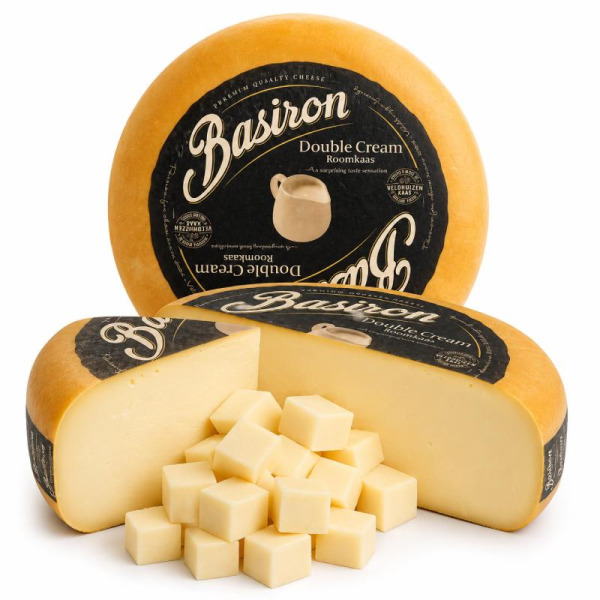 Купить Сыр “Double Cream Basiron” – голландский сливочный деликатес премиум-класса с двойными сливками!  Безупречный вкус, мягкая текстура и идеален для HoReCa и сырных гурманов. — премиальные Basiron · Трюфельные от Cheese Map™ Украина