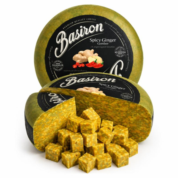 Купить Сыр “Basiron Spicy Ginger” – премиальный голландский сыр с имбирём и перцем чили!  Экзотика вкуса, которая покоряет гурманов и ресторанную гастрономию HoReCa. — премиальные Basiron · Трюфельные от Cheese Map™ Украина