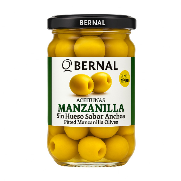 Купити Оливки без кісточок Мансанілья Manzanilla Bernal - іспанський делікатес з анчоусним смаком!  Ідеальне поєднання вишуканості та зручності: преміум-оливки без кісточок для гурманів та HoReCa. — преміальні Оливки · Маслини від Cheese Map™ Україна