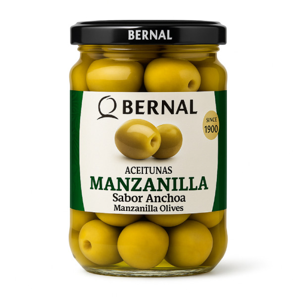Купити Зелені оливки з кісточкою Мансанілья Manzanilla Bernal - іспанська класика з анчоусним акцентом!  Смак, перевірений століттями, - тепер у преміальній банці для гурманів і професіоналів HoReCa. — преміальні Оливки · Маслини від Cheese Map™ Україна