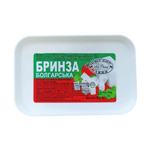 Купить Бринза Болгарская СветСыр 30% фасовка 0.3 kg — премиальные Сыры · Украина от Cheese Map™ Украина