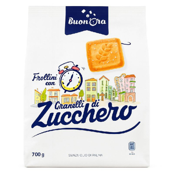 Купити Печиво BuonOra Frollini con Granelli di Zucchero | пісочне з гранулами цукру, ніжне та хрустке | преміум делікатес | Італія | 700 г – Сирна Карта — преміальні Печиво · Вафлі від Cheese Map™ Україна