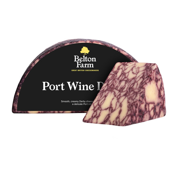 Купити Сир Чеддер з портвейном та чорницею Belton Farm Port Wine Derby – вишукана британська класика — преміальні Англійські · Іспанські від Cheese Map™ Україна