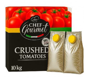 Chef Gourmet Crushed Tomatoes 2×5 кг — аутентичный итальянский томат в каждом блюде!  Профессиональная фасовка для ресторанов и HoReCa - фото | Сирна Карта