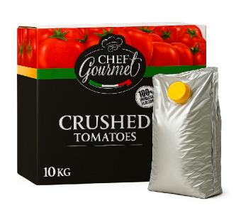 Crushed Tomatoes Chef Gourmet 10 кг — истинный вкус Италии в формате HoReCa!  Премиальные томаты для ресторанов, кафе и гастробаров - фото | Сирна Карта