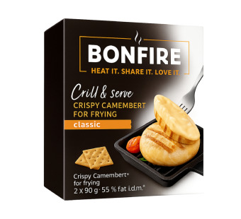 Сир для запікання Bonfire Crispy Camembert for Frying Käserei 55% - хрумкий камамбер нового покоління для ресторанів та гурманів! – фото товару | Сирна Карта