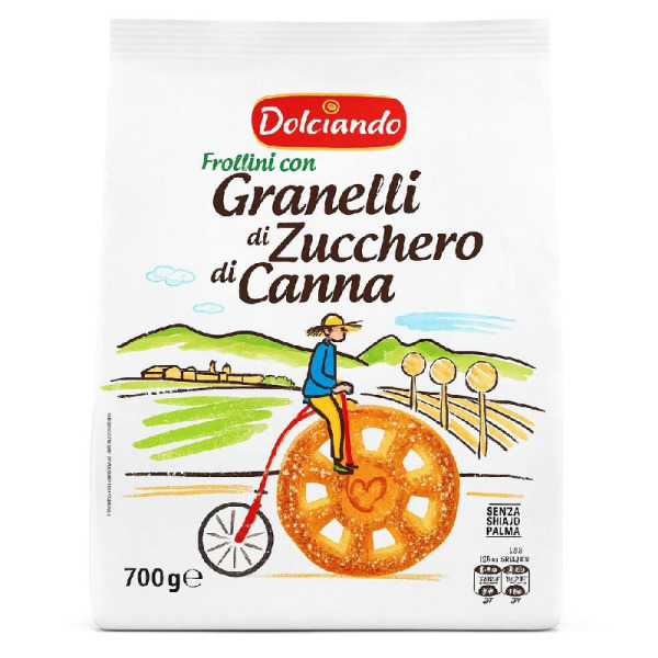 Купити Печиво Dolciando Frollini con Granelli di Zucchero di Canna | пісочне з тростинним цукром, ніжне та хрустке | преміум делікатес | Італія | 700 г – Сирна Карта — преміальні Печиво · Вафлі від Cheese Map™ Україна