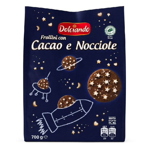 Купити Печиво Dolciando Frollini con Cacao e Nocciole | пісочне з какао та горіхами, ніжне й ароматне | преміум делікатес | Італія | 700 г – Сирна Карта — преміальні Печиво · Вафлі від Cheese Map™ Україна