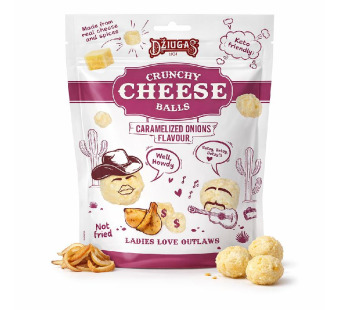 Dziugas Crunchy Cheese Balls сырные шарики снеки с карамелизованным луком 40 г Литва — фото | Сирна Карта
