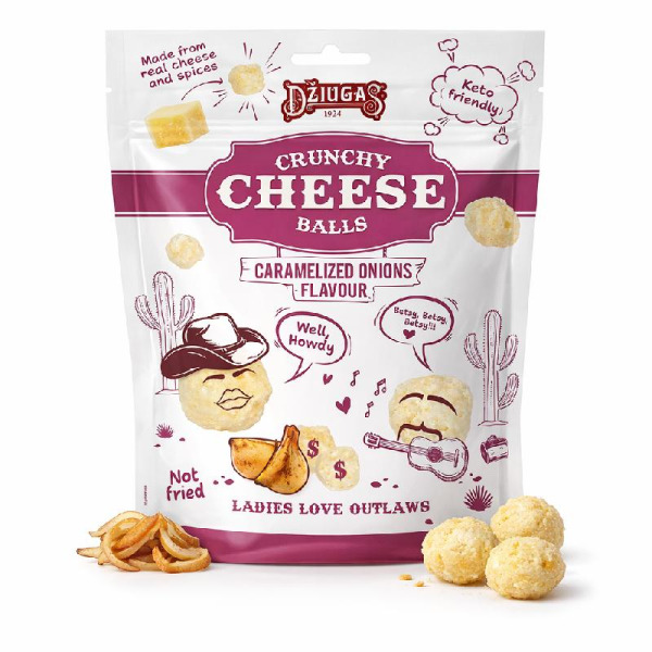 Dziugas Crunchy Cheese Balls сырные шарики снеки с карамелизованным луком 40 г Литва – фото товара | Сырная Карта