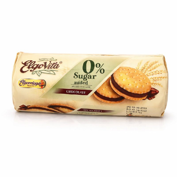 ElgoVita 0% Sugar Added — печенье сэндвич с шоколадной начинкой | Испания | 180 г – фото товара | Сырная Карта