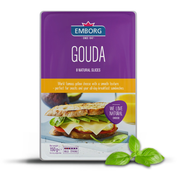 Купить Сыр нарезка Гауда Gouda Emborg 48% Дания фасовка 0.15 kg — премиальные Emborg · Северные от Cheese Map™ Украина