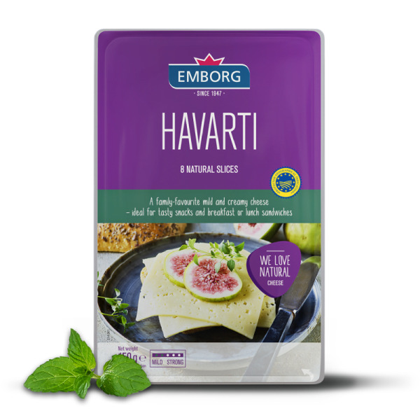 Купить Сыр нарезка Хаварти Havarti Emborg 55% Дания фасовка 0.15 kg — премиальные Emborg · Северные от Cheese Map™ Украина