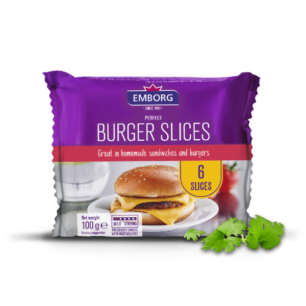 Купить Сырные ломтики Emborg Burger Slices 100 г – идеальный сыр для бургеров и сэндвичей — премиальные Emborg · Северные от Cheese Map™ Украина