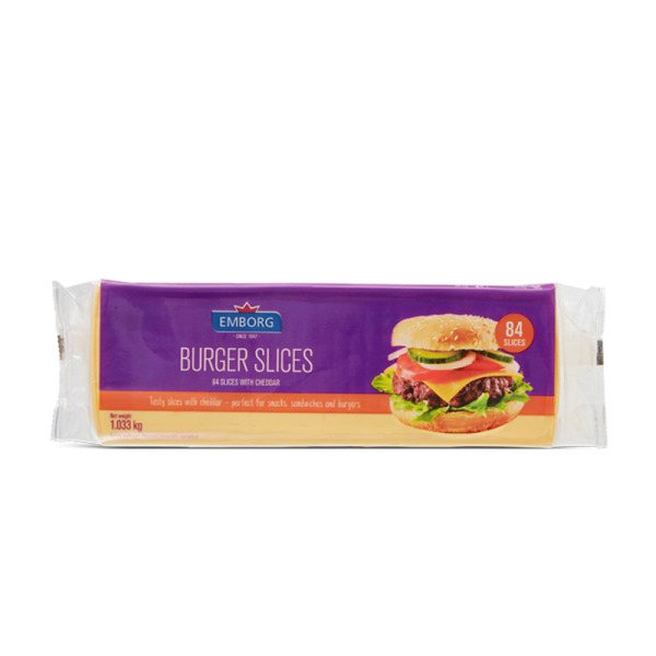 Купить Сырные ломтики Emborg Burger Slices 1.033 кг (84 ломтика) – идеальный выбор для бургеров и сэндвичей — премиальные Emborg · Северные от Cheese Map™ Украина