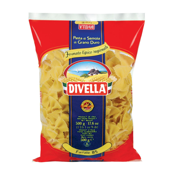 Купить Макароны Farfalle 085 Divella Италия фасовка 0.5 kg — премиальные Паста · Макароны от Cheese Map™ Украина