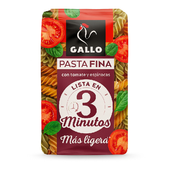 Купити Gallo Pasta Fina — швидка паста-спіралі з томатом і шпинатом | Іспанія | 0.4 кг — преміальні Gallo · Середземна від Cheese Map™ Україна