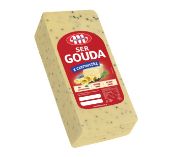 Gouda з чорним кмином від Mlekovita – польський сир зі східним характером!  Смак, який не сплутаєш ні з чим. Ідеальний для сирних тарілок, ресторанної подачі та гурманів. — фото | Сирна Карта