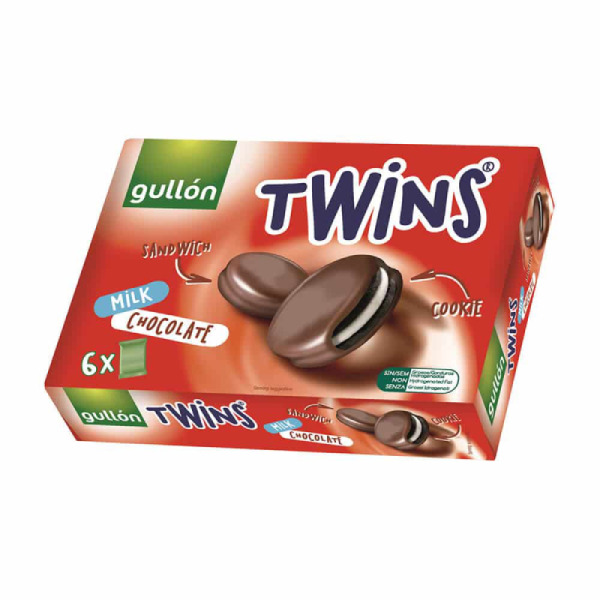 Купить Печенье сэндвич в молочном шоколаде Twins Gulon Испания фасовка 0.252 kg — премиальные Печенье · Вафли от Cheese Map™ Украина