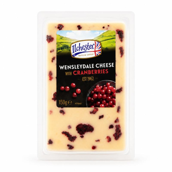 Купити Сир з журавлиною Wensleydale Англія фасування 0.15 kg — преміальні Ilchester · Чеддер від Cheese Map™ Україна
