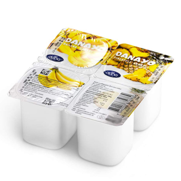 Купить Йогурт с бананом и ананасом Long Life Yogurt Danayo Германия 4*0.1 kg — премиальные Йогурты · Кремовые Cheese Map™ Украина