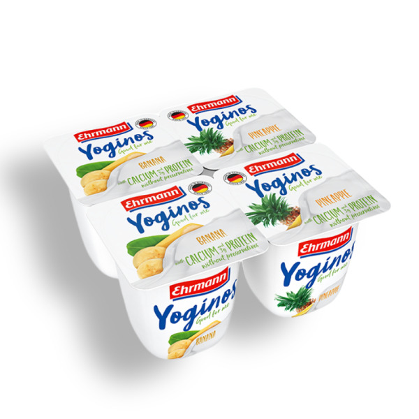 Купить Йогурт с бананом и ананасом Yoginos Good for Me Ehrmann Германия 4*0.1 kg — премиальные Йогурты · Кремовые Cheese Map™ Украина