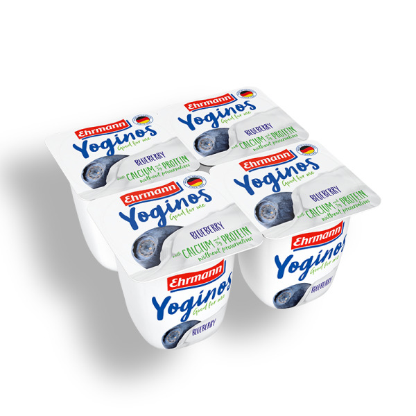 Купить Йогурт с черникой Yoginos Good for Me Ehrmann Германия 4*0.1 kg — премиальные Йогурты · Кремовые Cheese Map™ Украина