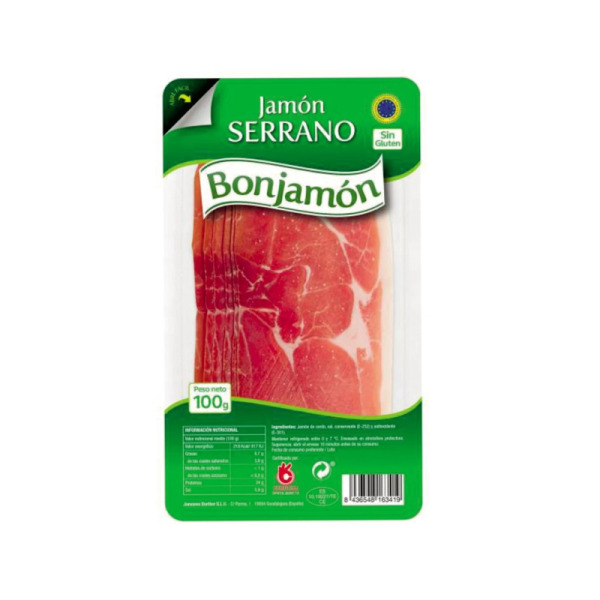 Купити Хамон Серрано нарізка Bonjamon Іспанія фасування 0.1 kg — преміальні Мясні · Закуски від Cheese Map™ Україна