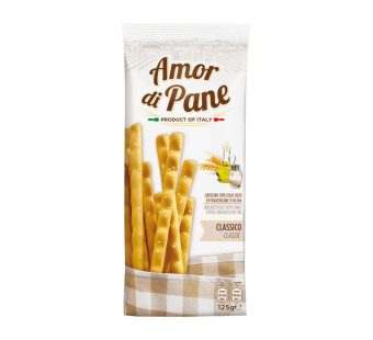 Хлібні палички Гріссіні класичні "Amor di Pane" Італія фасування 0.125 kg - фото | Сирна Карта