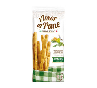 Хлібні палички Гріссіні з розмарином "Amor di Pane" Італія фасування 0.125 kg - фото | Сирна Карта