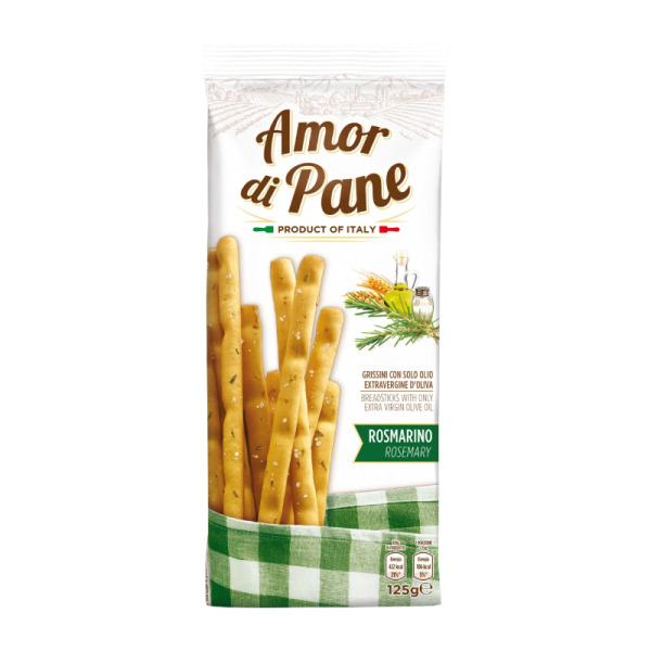 Купити Хлібні палички Гріссіні з розмарином Amor di Pane Італія фасування 0.125 kg — преміальні Хлібці · Крастіні від Cheese Map™ Україна