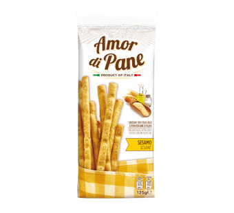 Хлібні палички Гриссіні з кунжутом "Amor di Pane" Італія фасування 0.125 kg - фото | Сирна Карта