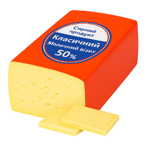 Купити Сирний продукт Класичний Молочний візит 50% - універсальний вибір для кухні, кулінарії та HoReCa!  Ідеальний смак, відмінна текстура, оптимальна ціна! — преміальні Сири · Україна від Cheese Map™ Україна