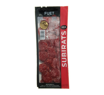 Ковбаса нарізка Фует "Fuet Subirats" фасовка 0.1 kg — фото | Сирна Карта