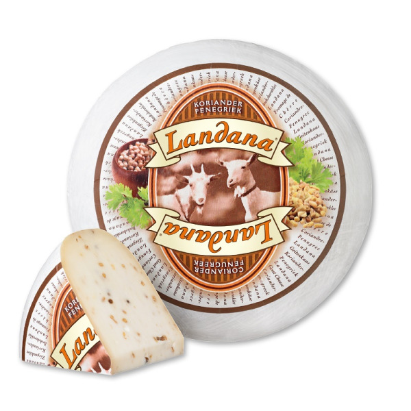 Купить Сыр козий с кориандром и пажитником Koriander & Fenegriek Landana 50% — премиальные Landana · Премиум от Cheese Map™ Украина