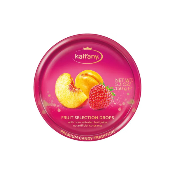Купить Леденцы фруктовые ассорти Fruit Selection Kalfany Германия фасовка жесть 0.15 kg — премиальные Шоколад · Конфеты от Cheese Map™ Украина