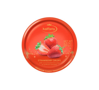 Леденцы со вкусом клубники "Strawberry Candies Kalfany" Германия фасовка жесть 0.15 kg - фото | Сирна Карта