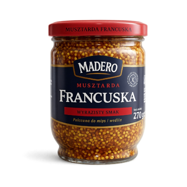 Купить Горчица французская зернистая Madero Musztarda Francuska 270 г – премиальный вкус для гурманов и HoReCa — премиальные Горчицы · Майонезы от Cheese Map™ Украина