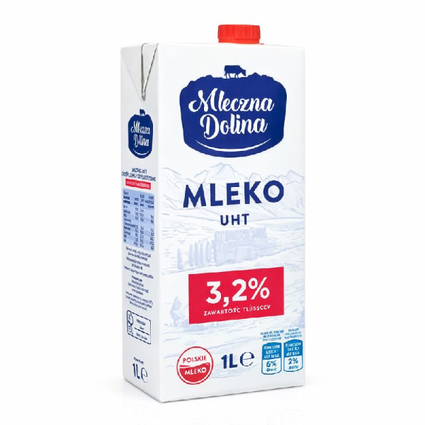 Mleczna Dolina 3,2% — молоко ультрапастеризоване | Польща | 1 л – фото товару | Сирна Карта