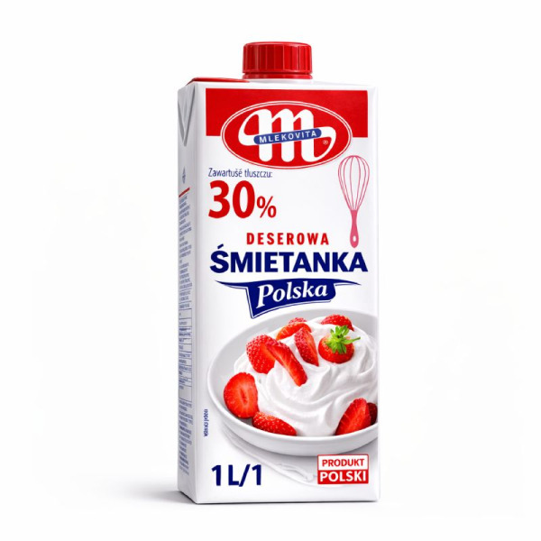 Купити Вершки 30% Mlekovita 1 л - ідеальні польські вершки для збивання, десертів, кремів та HoReCa. Преміум-якість та натуральний смак у кожній страві! — преміальні Вершки · Кулінарні від Cheese Map™ Україна