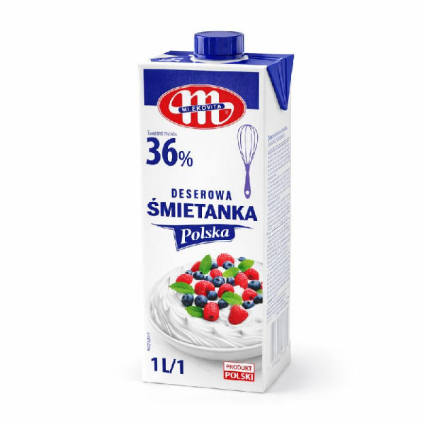 Купити Вершки 36% Mlekovita 1 л - преміум вершки з Польщі для збивання, десертів та ресторанних страв. Натуральний смак та професійна якість! — преміальні Вершки · Кулінарні від Cheese Map™ Україна