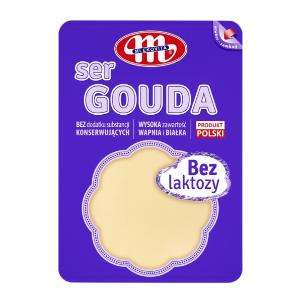 Купити Сир нарізка без лактози Гауда Mlekovita фасування 0.15 kg — преміальні Mlekovita · Традиційні від Cheese Map™ Україна