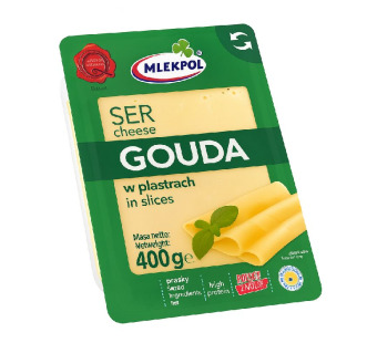 Mlekpol Gouda — Сир Гауда нарізка напівтвердий | Польща | 0.4 кг — фото | Сирна Карта